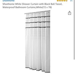 White shower curtain with black tassels 72*78